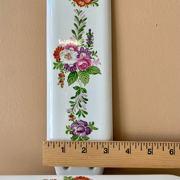 Set Four Vintage Antique Hand Painted Floral Porcelain Door Finger Push Plates - Picture 4 of 6